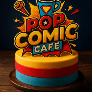 Esta es una imagen de las tartas personalizadas de Pop Comic Café, las personas pueden pedir sus tartas personalizadas