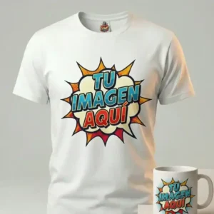 Este es una imagen de una pack de camiseta más taza personalizable